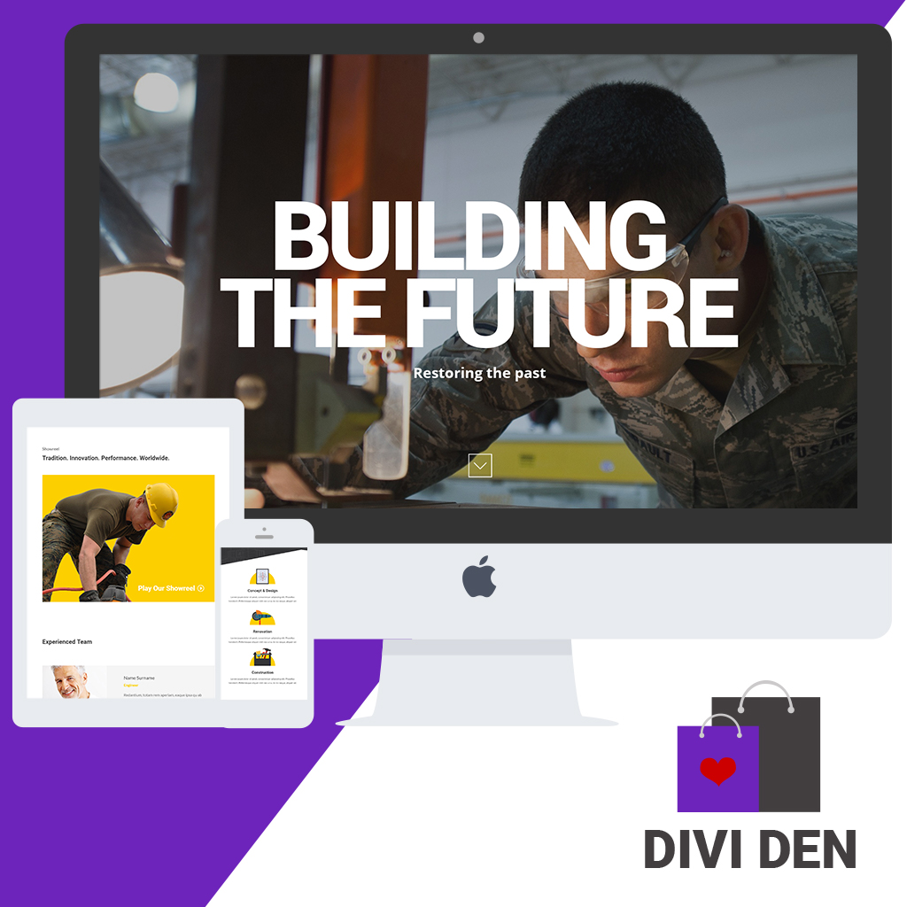 Free Construction Divi Layout - A Homepage For Divi Builder