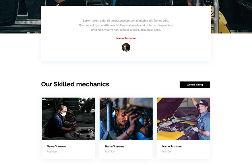 Free divi theme layout for a mechanic sample 4