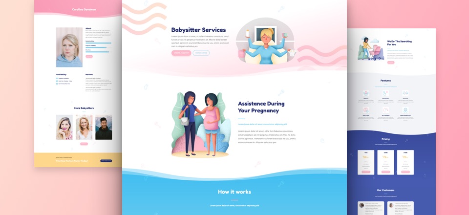 Free Divi theme layout pack for Babysitter websites