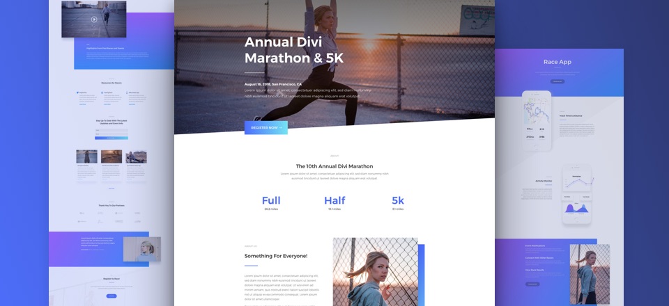 Free Divi Layout pack for Marathon websites