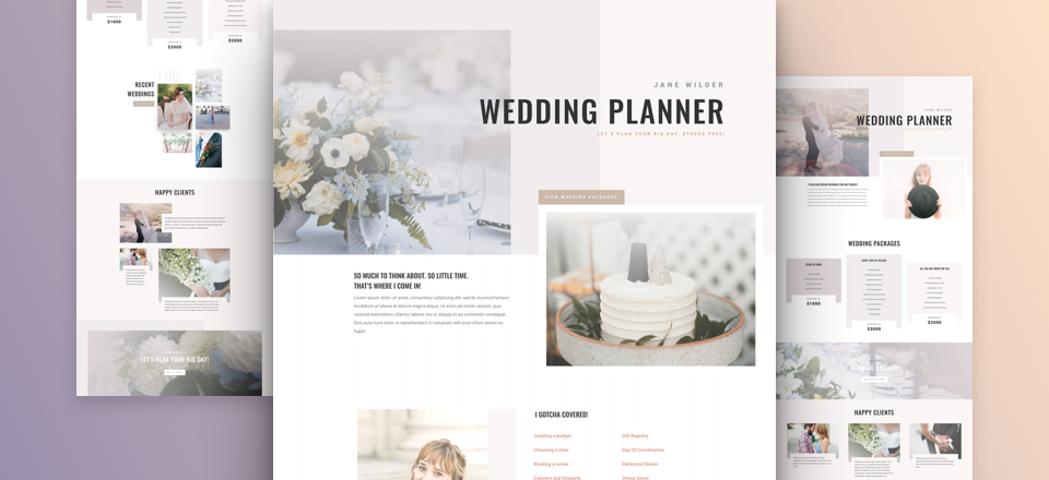 Free Divi layout pack for Wedding Planner websites