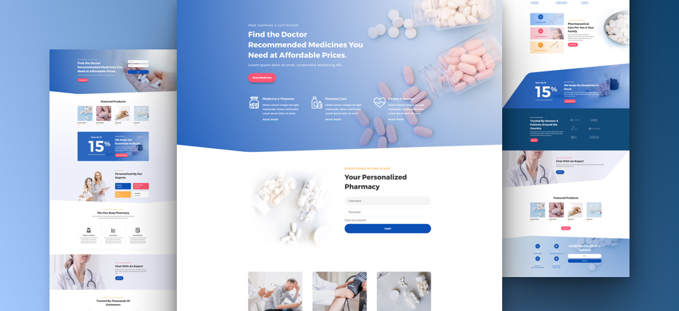 Free Divi Layout Pack for Pharmacy websites