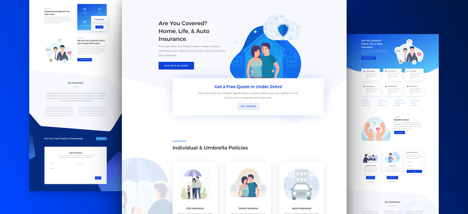 Free Divi Layout pack for Insurance Agency websites