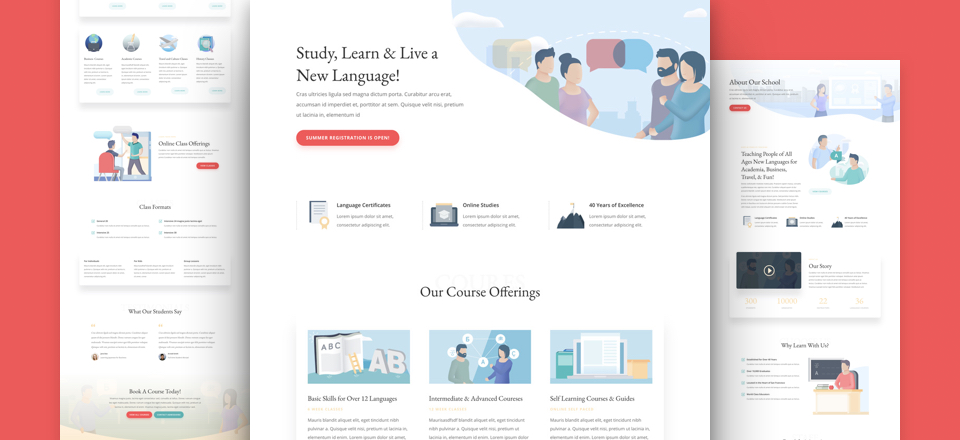 Language School Free Divi layout pack