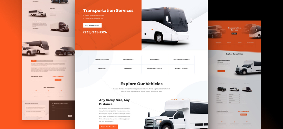 Transportation Services Free Divi layout