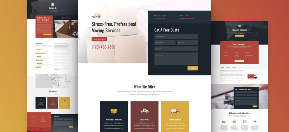 Free Divi layout pack for Moving Company websites