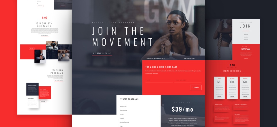 Free Divi Layout pack for Fitness Gym