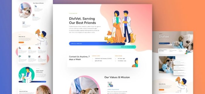 Free Divi Layout Pack for a Veterinarian website - Divi Den