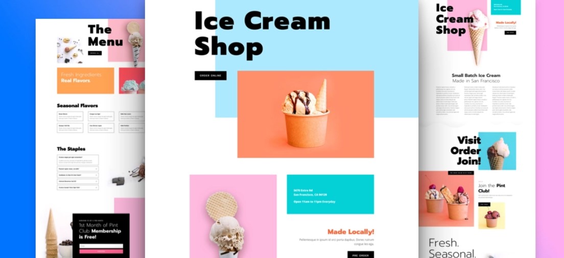 Ice Cream Shop Free Divi layout pack