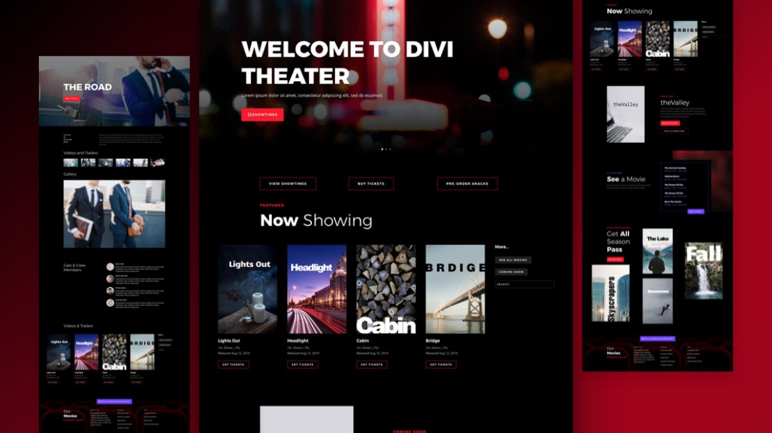 Free Divi Layout Pack for Movie Theatre Websites