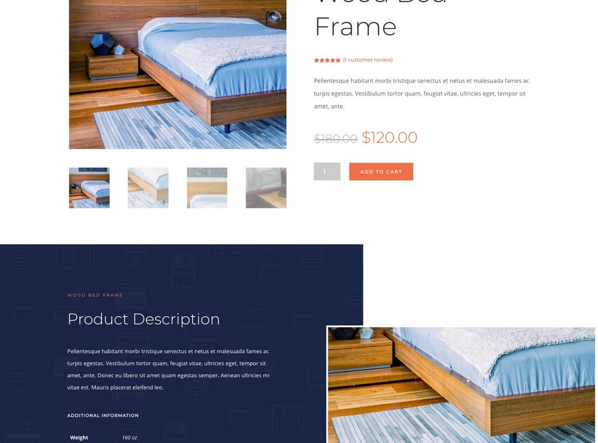Free Divi product page template for Furniture Store Layout pack Divi Den
