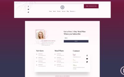 Free Divi Header & Footer templates for Dietitian Layout Pack