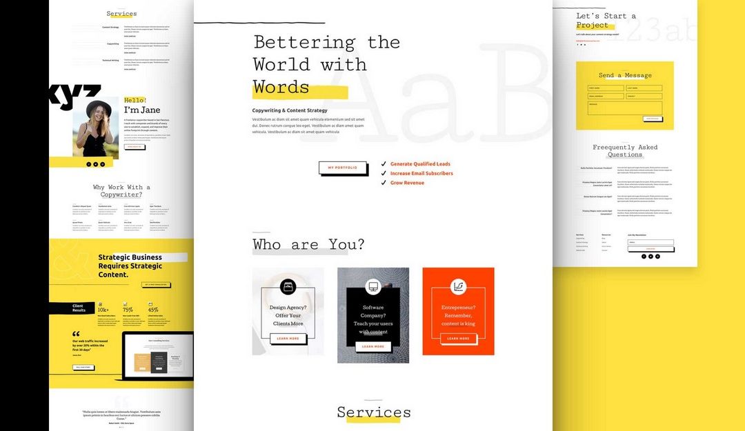 Freelance Writer Free Divi Layout Pack