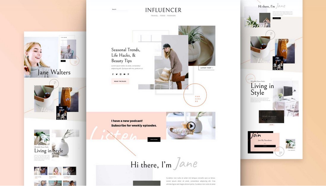 Influencer Free Divi Layout Pack