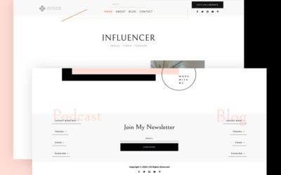 Free Divi Header & Footer templates for Influencer Layout Pack