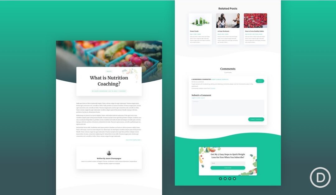 Free Divi Blog Post template for Nutritionist Layout Pack