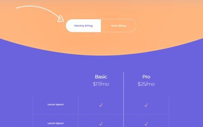 Free Divi Pricing toggle design