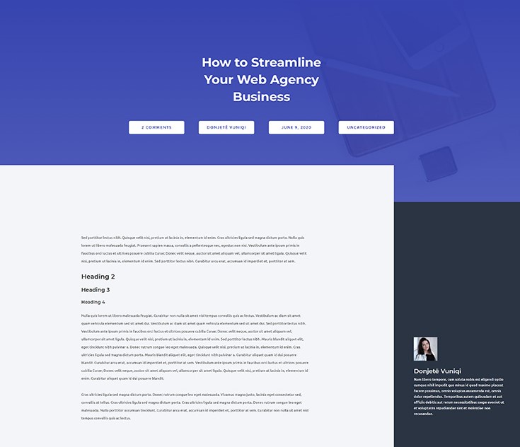 Web Agency Free Divi Blog post layout