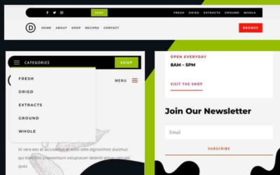 Free Divi Header & Footer Templates for Spice Shop Layout Pack