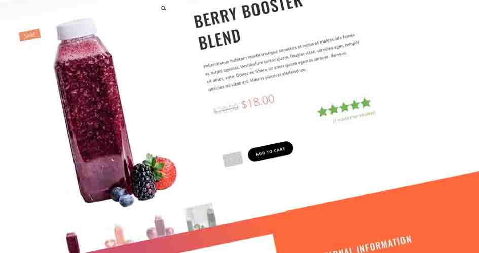 Free Divi Product Template for Juice Shop Layout Pack Divi Den