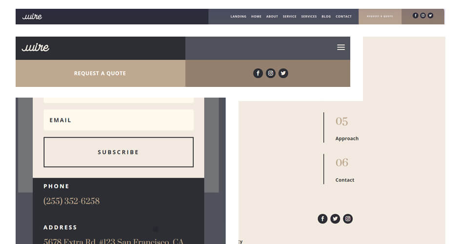 Free Divi header & footer for Upholstery layout pack