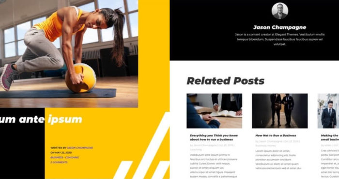 Free Divi Blog Post Template for Fitness Coach Layout Pack
