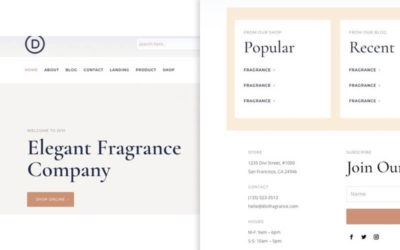 Free Divi Header & Footer Templates for Perfumery Layout Pack