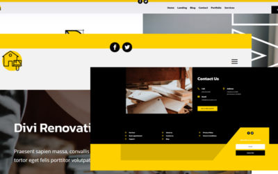 Free Divi Header & Footer Templates for Renovation Layout Pack