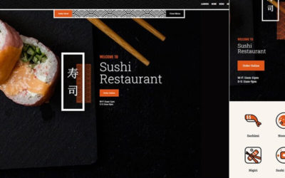 Free Divi Header & Footer Templates for Sushi Restaurant Layout Pack