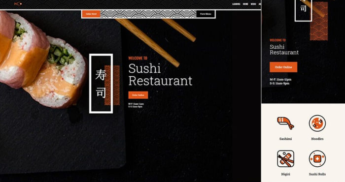 Free Divi Header & Footer Templates for Sushi Restaurant Layout Pack