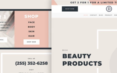 Free Divi Header & Footer Templates for Beauty Product Layout Pack