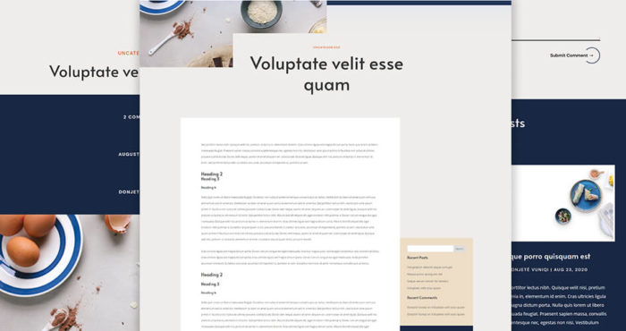 Free Divi Blog Post Template for Cooking School Layout Pack