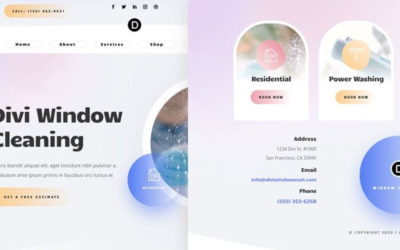 Free Divi Header & Footer Templates for Window Cleaning Layout Pack