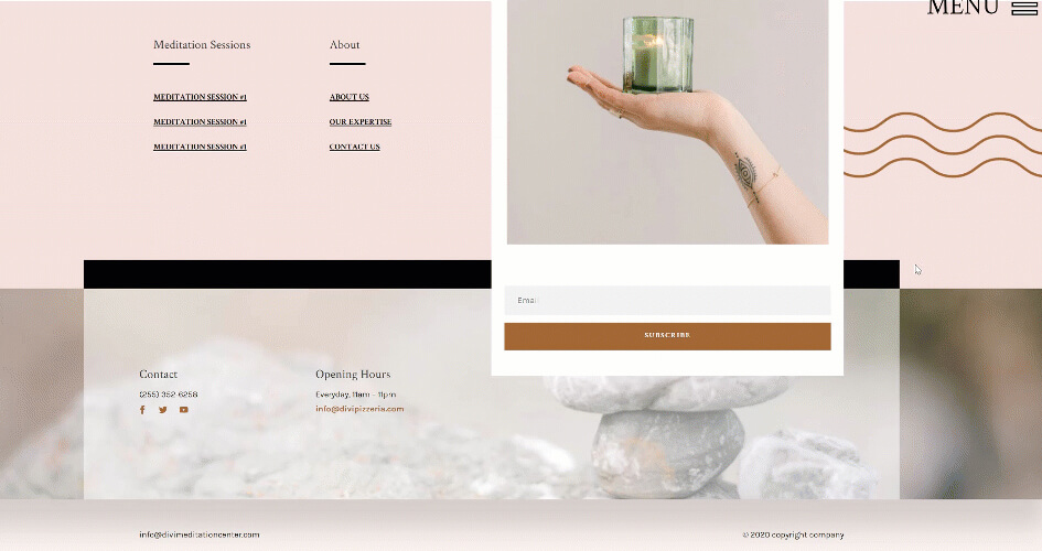 Free Divi Header & Footer Templates for Meditation Center Layout Pack