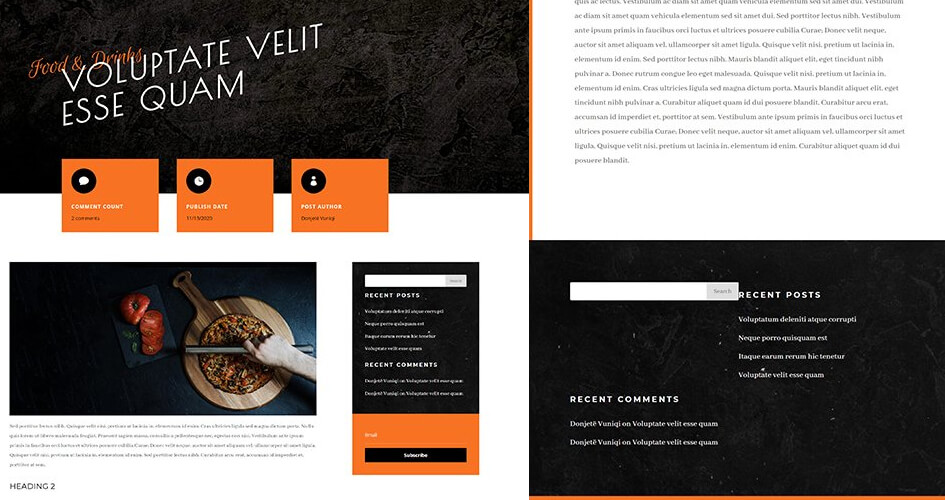 Free Divi Blog Post Template for Pizzeria Layout Pack