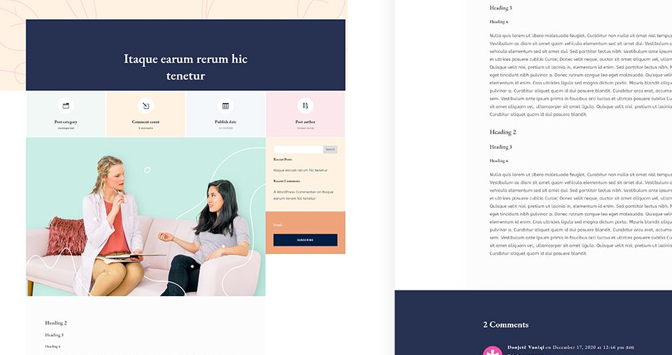 Free Divi Blog Post Template for Women's Health Center Layout Pack