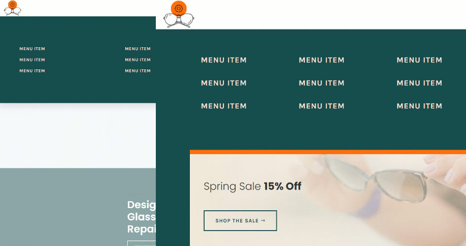 Free Divi Header & Footer Templates for Sunglasses Shop Layout Pack