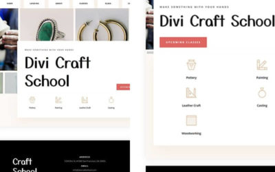 Free Divi Header & Footer Templates for Craft School Layout Pack