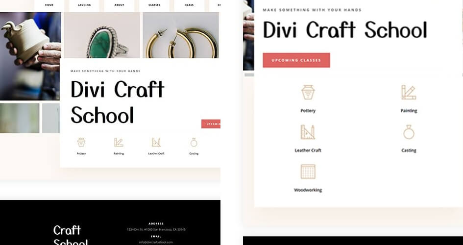 Free Divi Header & Footer Templates for Craft School Layout Pack
