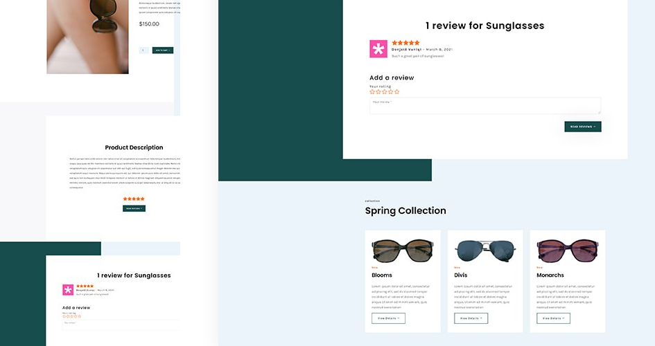 Free Divi Product Template for Sunglasses Layout Pack