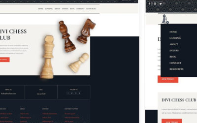 Free Divi Header & Footer Templates for Chess Club Layout Pack