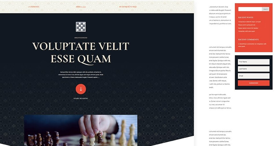 Free Divi Blog Post Template for Chess Club Layout Pack