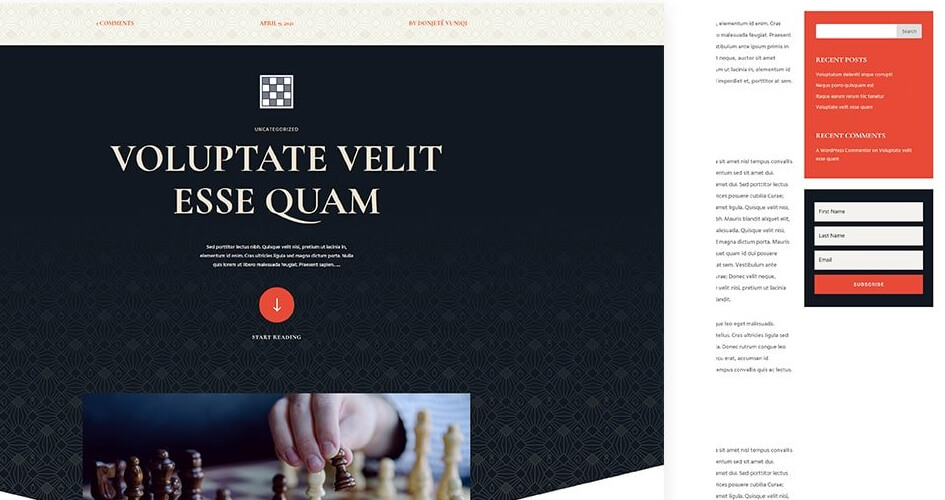 Chess Club Blog Page Divi Layout by Elegant Themes