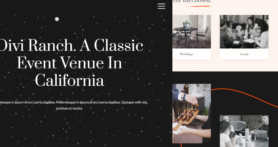 Free Divi Header & Footer Templates for Event Venue Layout Pack