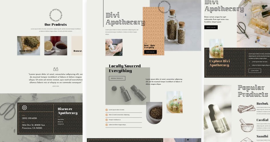 Free Divi Layout Pack for Apotechary websites