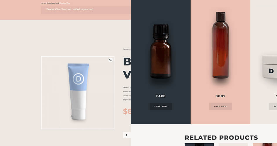 Free Divi Product Template for Beauty Layout Pack