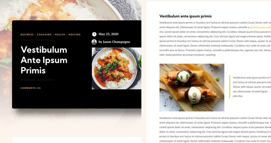 Free Divi Blog Post Template for Meal Kit Layout Pack