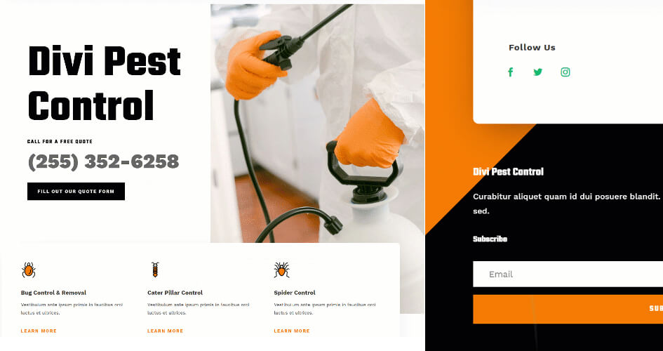 Free Divi Header & Footer Templates for Pest Control Layout Pack