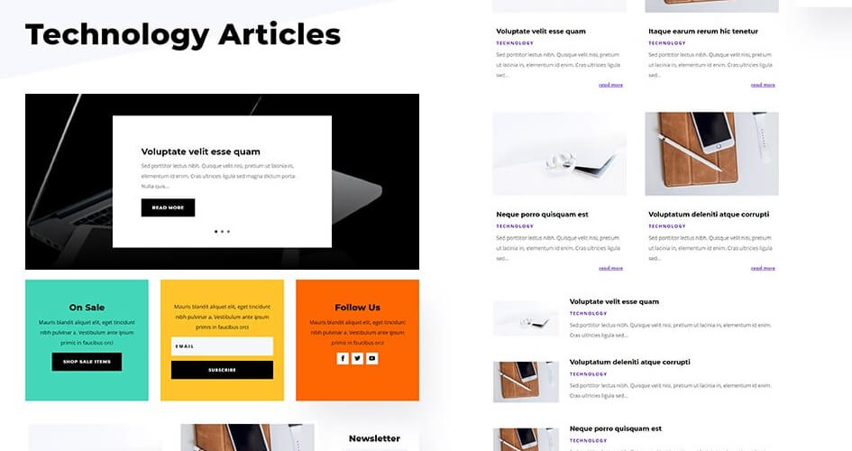 Free Divi Category Template for Electronics Store Layout Pack