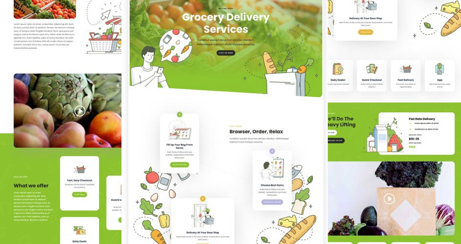 Grocery Delivery Free Divi Layout Pack